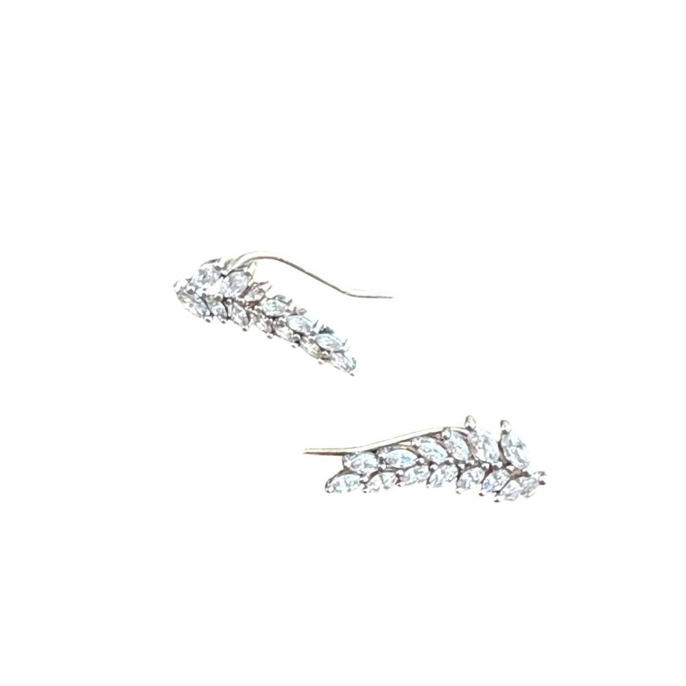 Sterling Silver 925 Leaf Climber Earrings NWOT